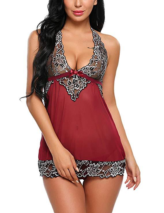 Summer Sexy Women Nightwear V-Neck Lace