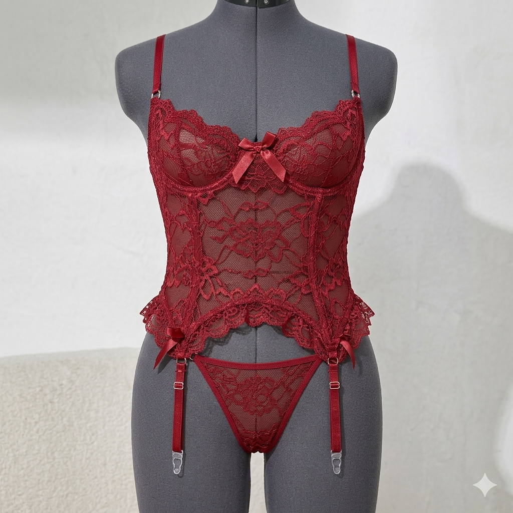 European And American Style Hollow Lace Strap Transparent Tempting With Leg Circumference Sexy Lingerie Suit