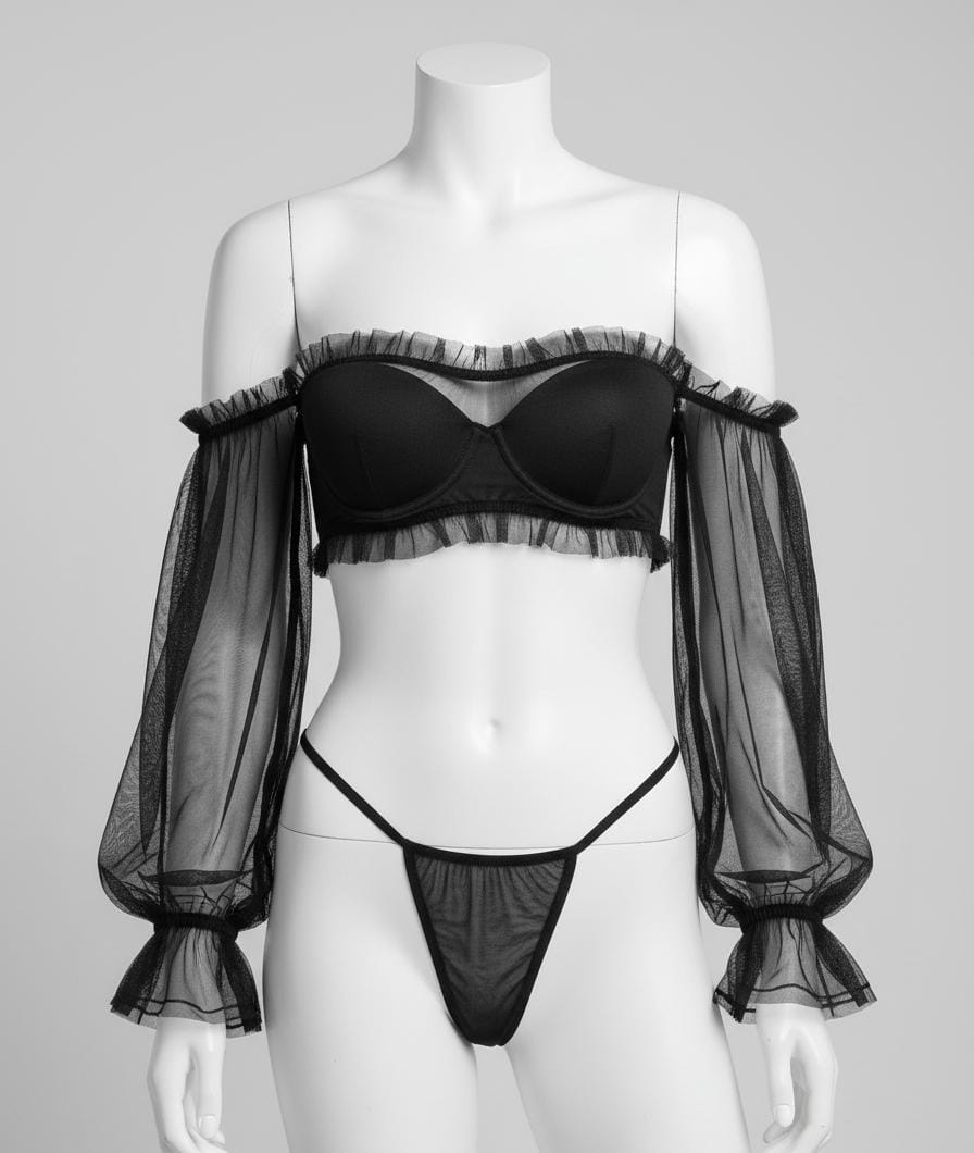 Sexy See-through Sexy Lingerie Suit Mesh Metal Chain